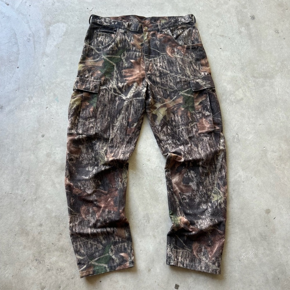 Cabelas Mens 36x32 Camo Cargo Pants Forest Camouflage Hunting Utility Gorpcore